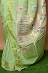 Cottton Paithani - Handloom Fresh Pista Green Paithani with Traditional Double Pallu