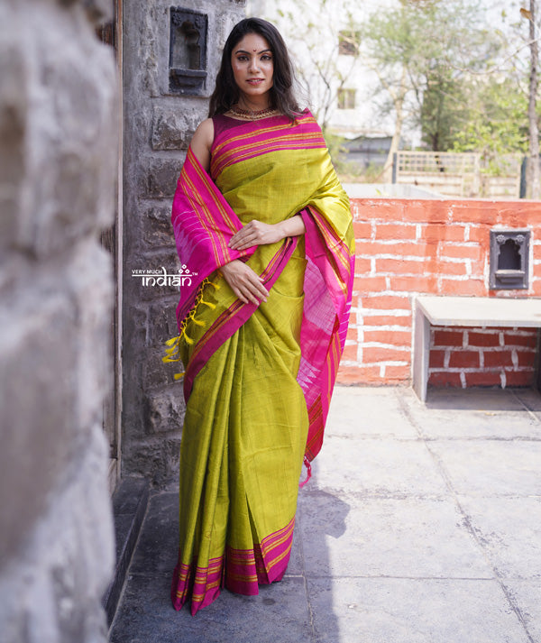 Blue with Pink Border Saree for Wedding Jacquard SIlk Online