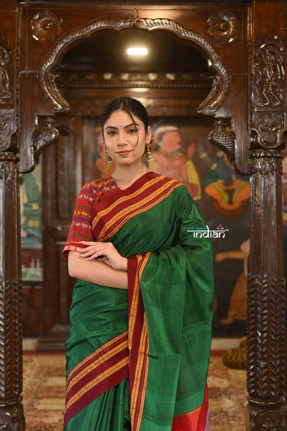 ILKAL HANDLOOM SILK COTTON PLAIN CHIKKI BORDER SAREE (Light Weight) -  Silkal.in