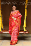 Rajsi~ Pure Silk Handloom - Maharani Paithani in that Bright Red with Silver and Golden Zari, High Quality Pure Silk