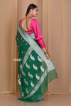 Pehal~ EXCLUSIVE! Pine Green Khaddi Georegette Saree