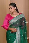 Pehal~ EXCLUSIVE! Pine Green Khaddi Georegette Saree