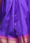 Mayur ~ Authentic Traditional Handloom Pure Silk Paithani Dark Purple with Pink Border and 30 Peacocks Pallu