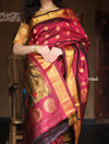 Utsaav ~ Pure Silk Handloom - Maharani Paithani in Magestic Dark Wine with Golden Border