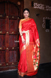 The Exclusive ~ Muniya Border Paithani in Bright Red and Gold Border and Grand Pallu, High Quality Weaving