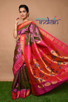 Pure Silk Handloom Maharani Paithani - Dual Tone Pink Saree with Gold and Pink Border