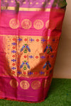 Pure Silk Handloom Maharani Paithani - Dual Tone Pink Saree with Gold and Pink Border