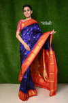 Buy  Pure Silk Handloom Maharani Paithani - Royal Blue with Red Border