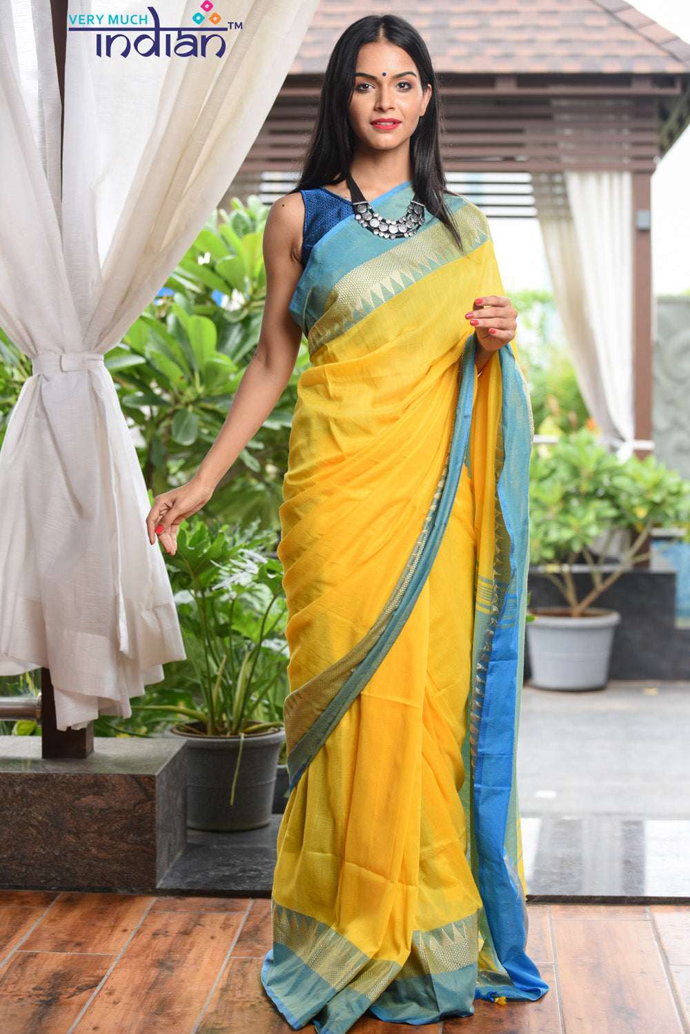 Magical Blue And Yellow Satin Party Wear Saree -