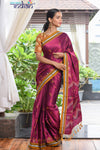 Authentic Khun – Cotton Resham Handwoven Saree (Fresh Pink Weave with Kashida work) - Very Much Indian